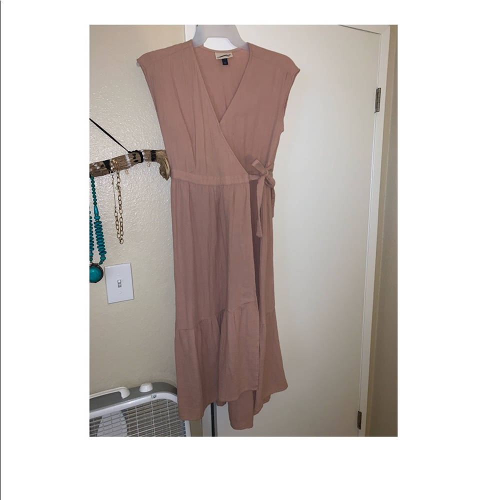Pale pink cotton wrap dress